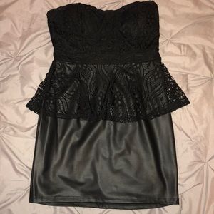 Black lace and pleather mini dress! Never worn!